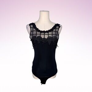 RHAPSODY USA Vintage Black Lace bodysuit (Sz M)